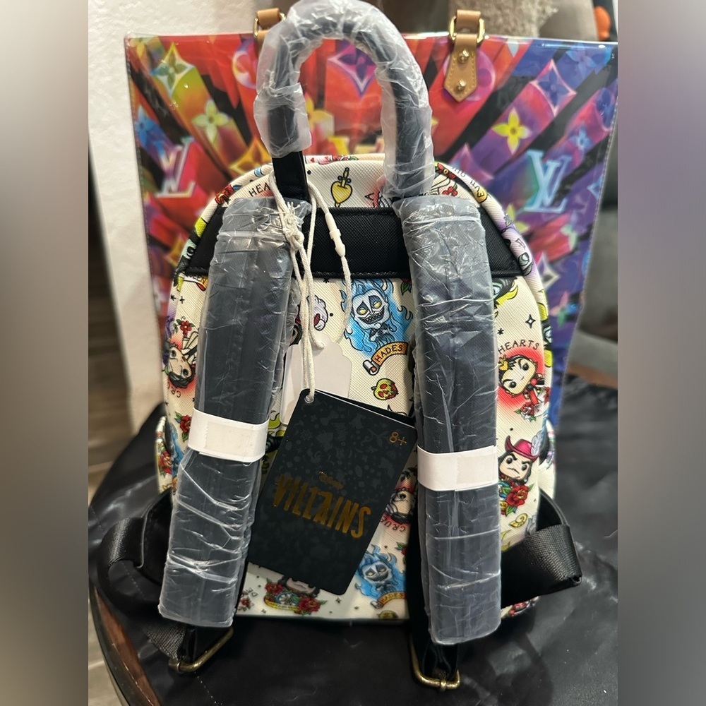 Loungefly POP Disney Villains Tattoo All Over Print Backpack NWT​​ - Picture 2 of 5